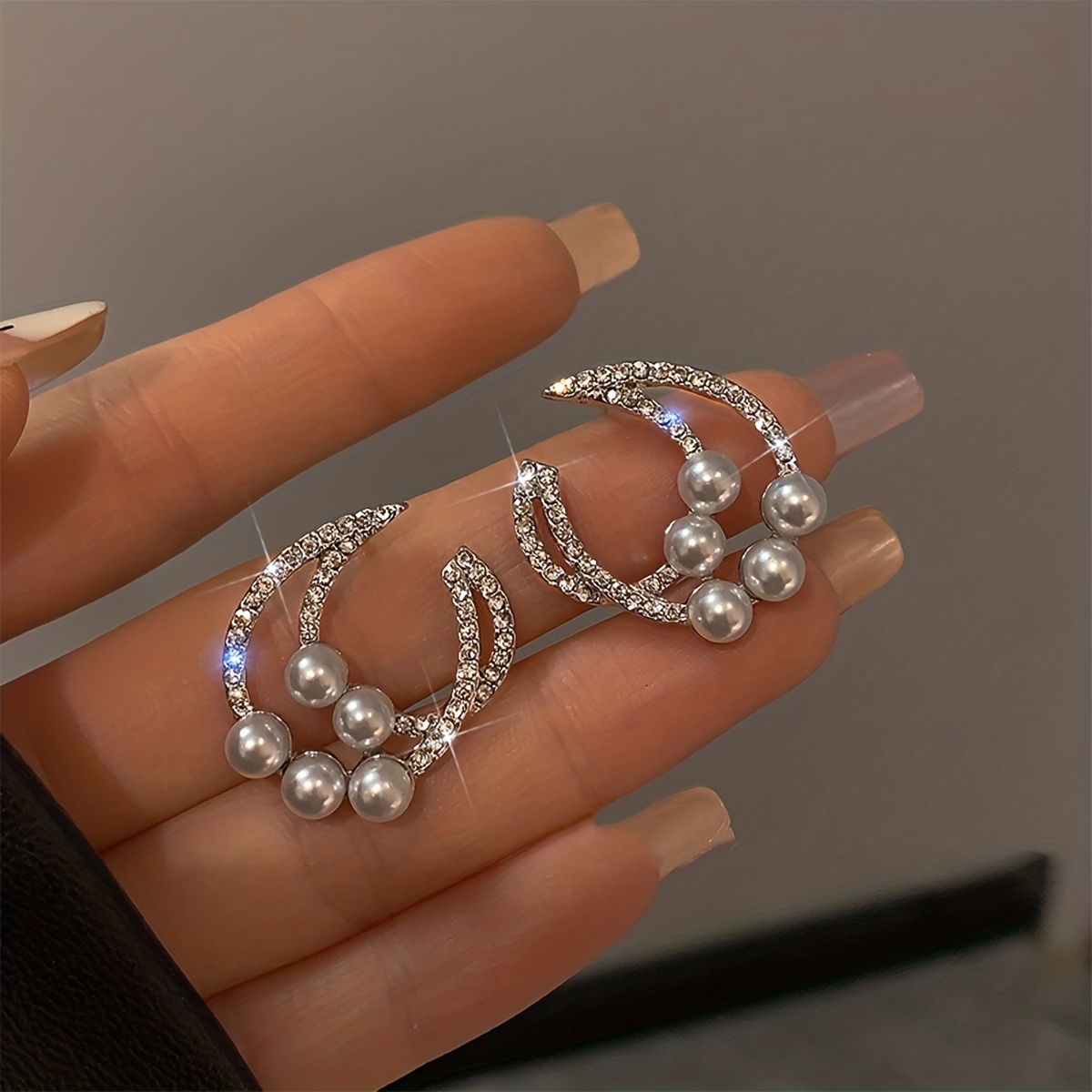 Elegant Pearl & Rhinestone Earrings
